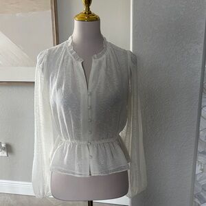 NWT Ann Taylor Cream Button-Down Blouse